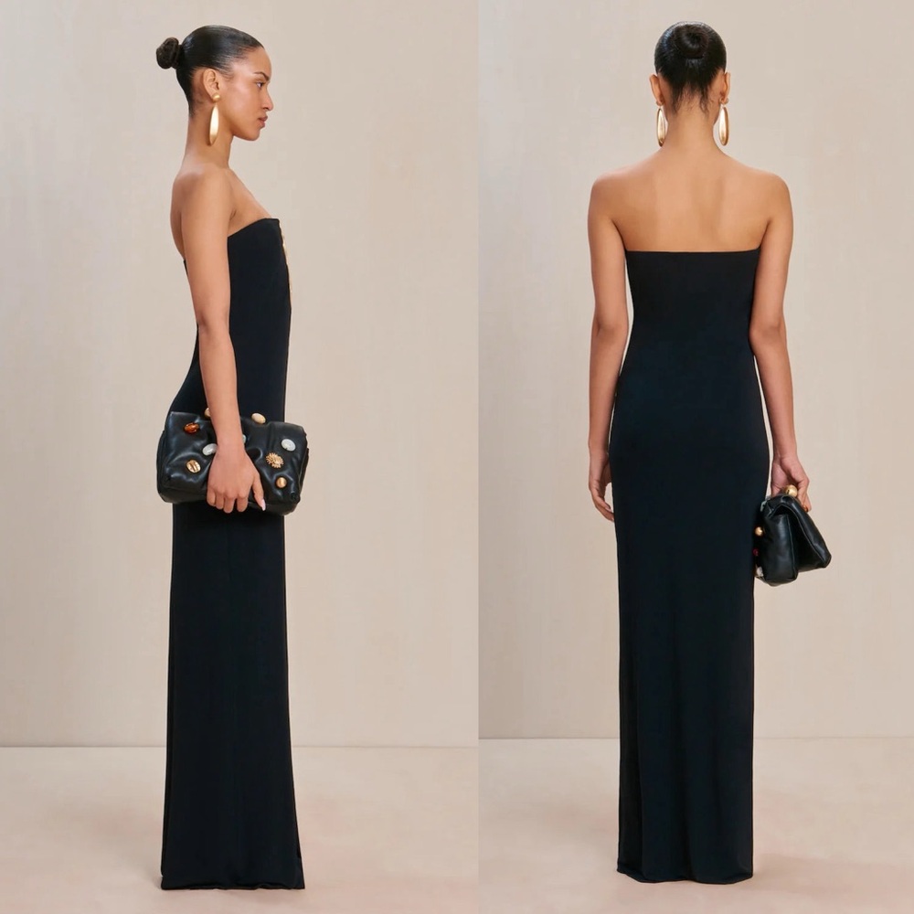 Cult Gaia Abril Strapless Gown Black Gold Hardware - Picture 12 of 12